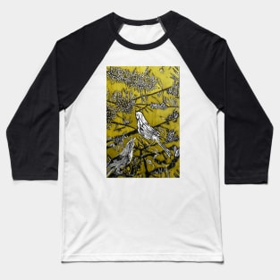 Australian Bird Woodcut 2 (Pale Olive) Baseball T-Shirt
